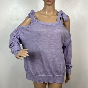 J. Crew Lavender Color Merino Wool Cold Shoulder Sweater Size XL